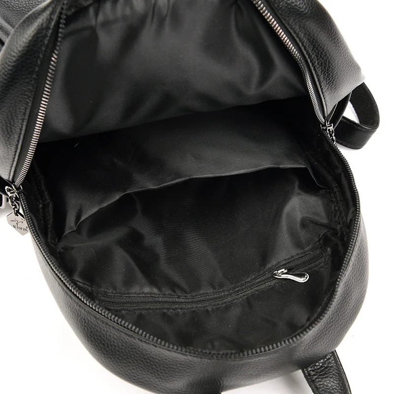 Women Leather Backpack 2022 Black Travel Shoulder Bag Soft School Bag For Teenage Girls Solid Color Rucksack Purse