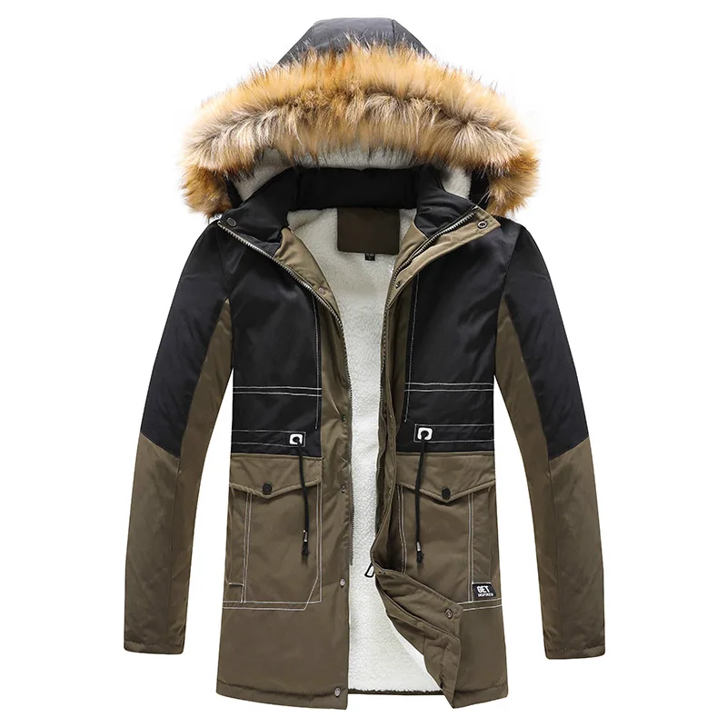 2021 Winter Coat Thicken Jacket Men Hooded Warm Lengthen Parka With Fur Hat Top Quality Casual Fleece Linner Overcoat Parkas Men