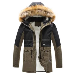 2021 Winter Coat Thicken Jacket Men Hooded Warm Lengthen Parka With Fur Hat Top Quality Casual Fleece Linner Overcoat Parkas Men