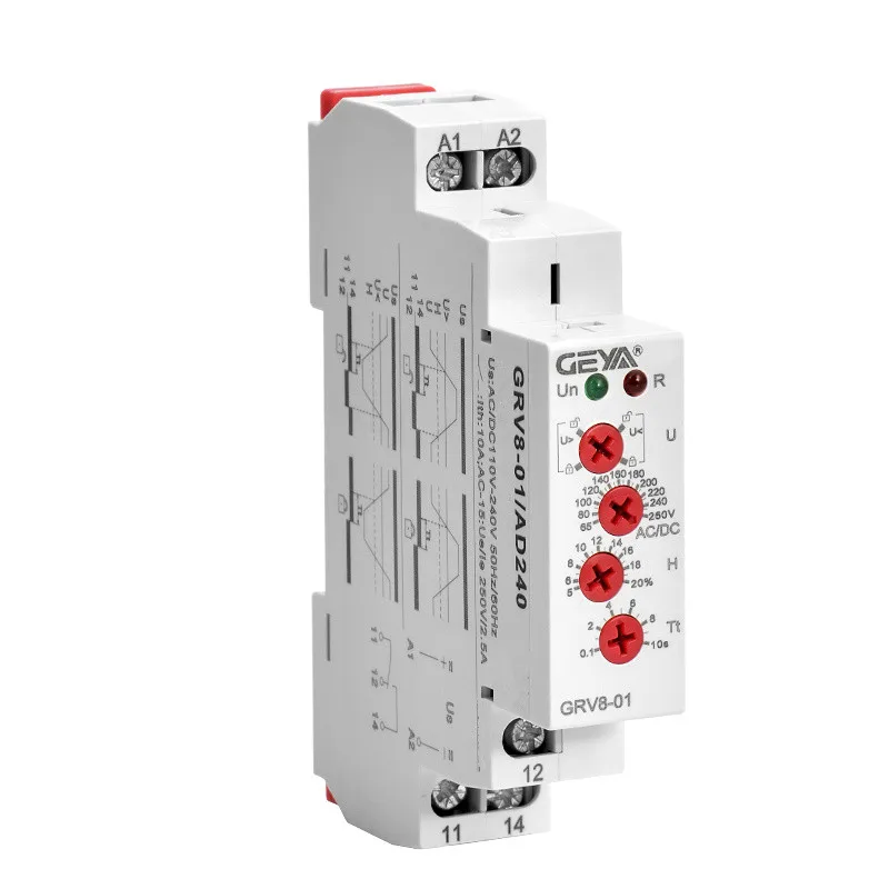 Voltage Relay Selection Over or Under Voltage Protection Monitoring Relay 10A DC12V 48V 110V 240V GRV8