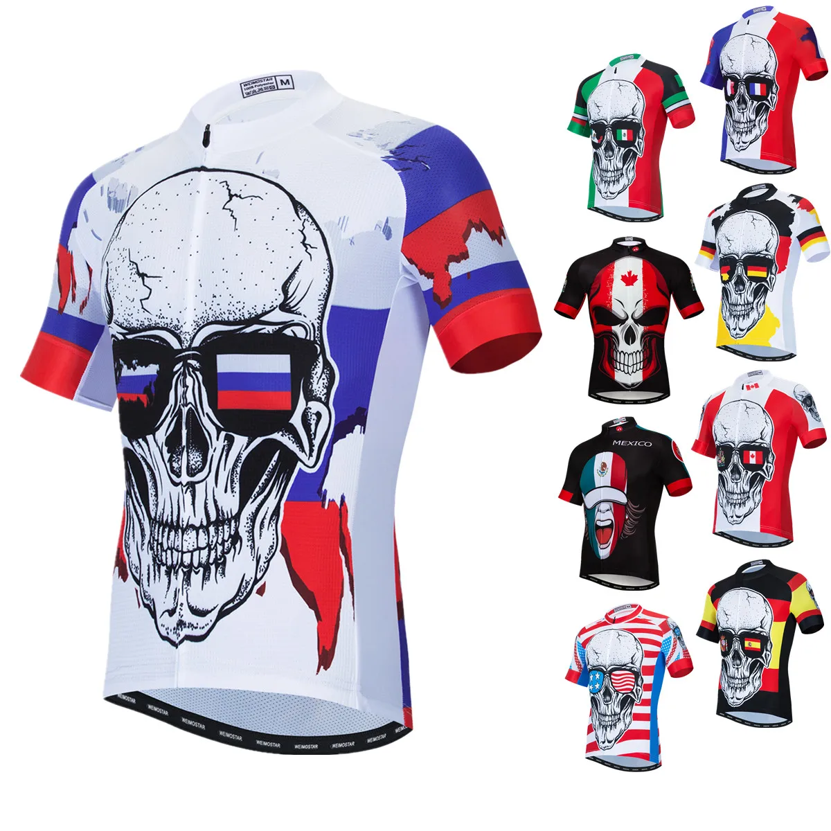 

Cycling Jersey Men Short Sleeve Skull Printing Bike Bicycle Tops Breathable Mtb Shirts Maillot Ciclismo Road Bike Jackets