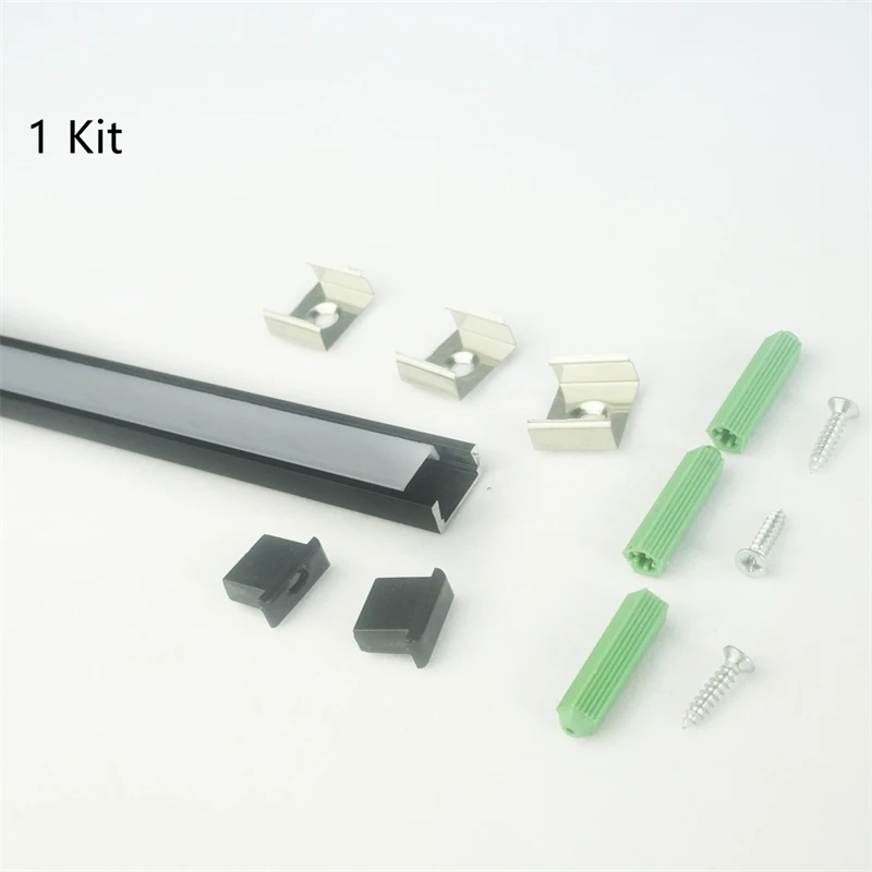 10-Pack 1M 3.3FT Black LED Aluminium Profile,12MM Strip U V YW Channel Milky Smoky Cover Cabinet Wardrobe Tape Light Diffuser