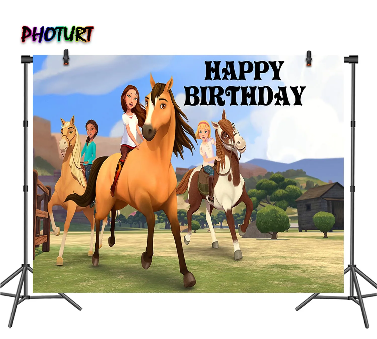 PHOTURT Spirit Horse Background Kids Birthday Backdrop Cimarron Stallion Polyester Vinyl Banner Photography Studios Props