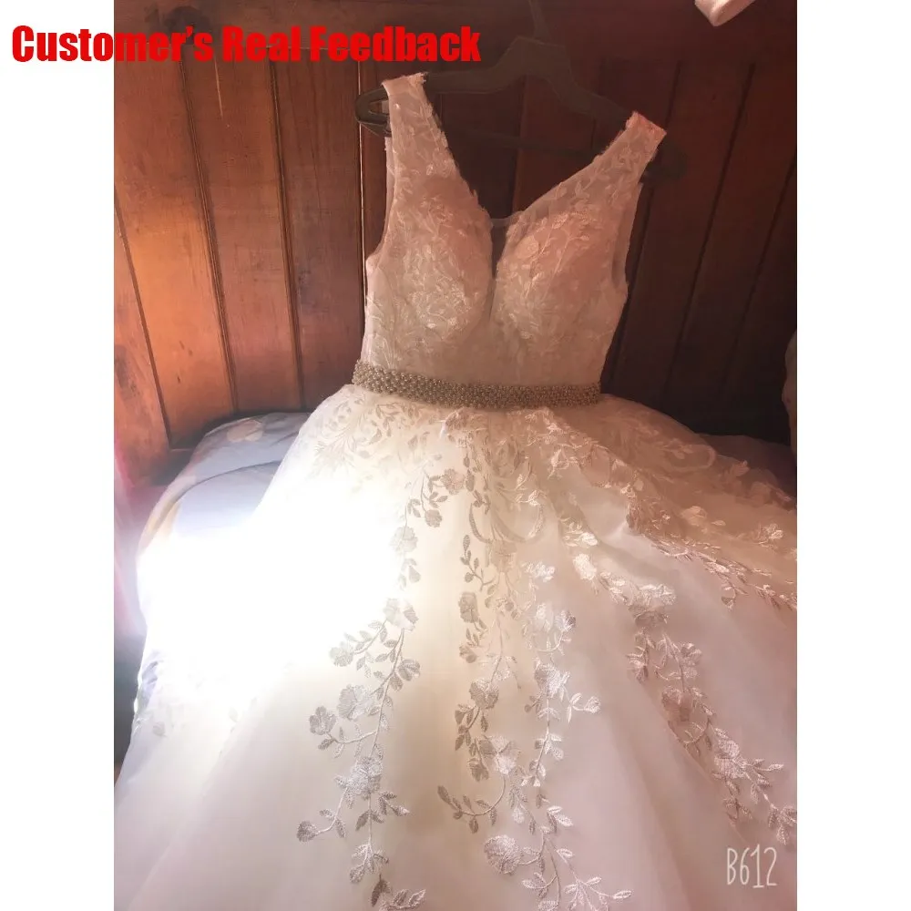 Wedding Dress 2024 Sexy V-neck Court Train Backless Dresses Classic A-line Princess Luxury Vestido De Noiva Plus Size Customized