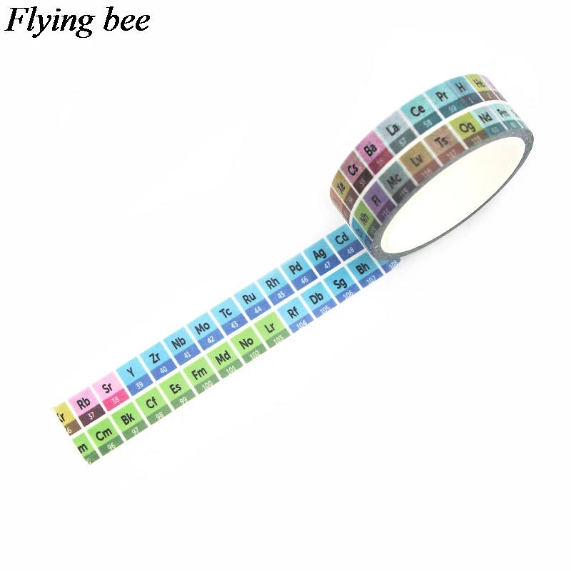 Flyingbee 15mmX5m Paper Washi Tape periodic table of the elements Adhesive Tape DIY Scrapbooking Sticker Tape X0599