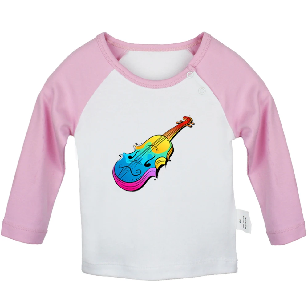 Retro Art Music Notation Treble Clef Violin Design Newborn Baby Boys Girls T-shirts Toddler Print Graphic Long Sleeve Tee Tops