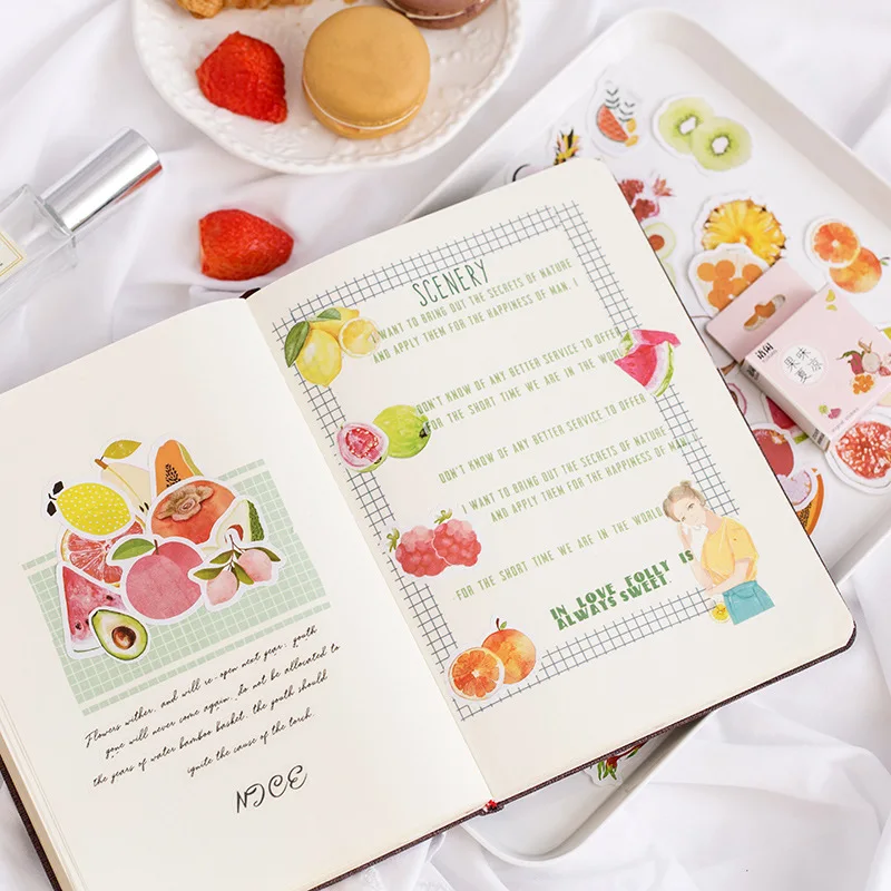 Mohamm 50Pcs Summer Time Series Decorative Sticker Books Scrapbooking DIY Note Paper Sticker Flakes Stationary Office Accessorie