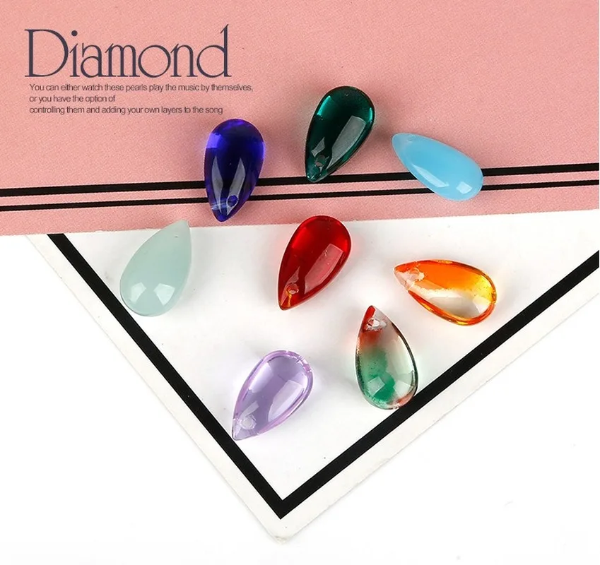 5pcs/8*14mm Water Drop Czech Glass Bead Pendant DIY Handmade Material Ancient Wind Step Hairpin Head Jewelry Accessories