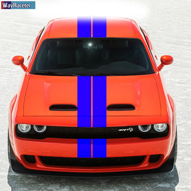 Car Hood Roof Trunk Carbon Fiber Vinyl Decal Side Stripe Skirt Sticker For Dodge Challenger Hellcat SRT Demon Accessories