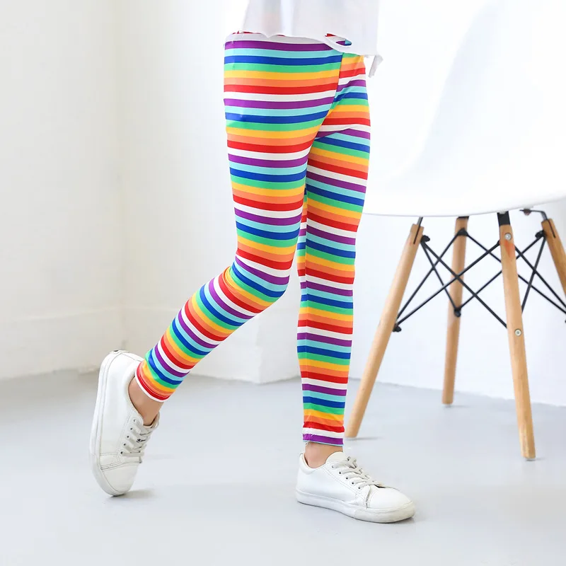 Leggings da bambina pantaloni con stampa elasticizzata per bambini sottili primaverili e autunnali pantaloni per bambini grandi slim fit