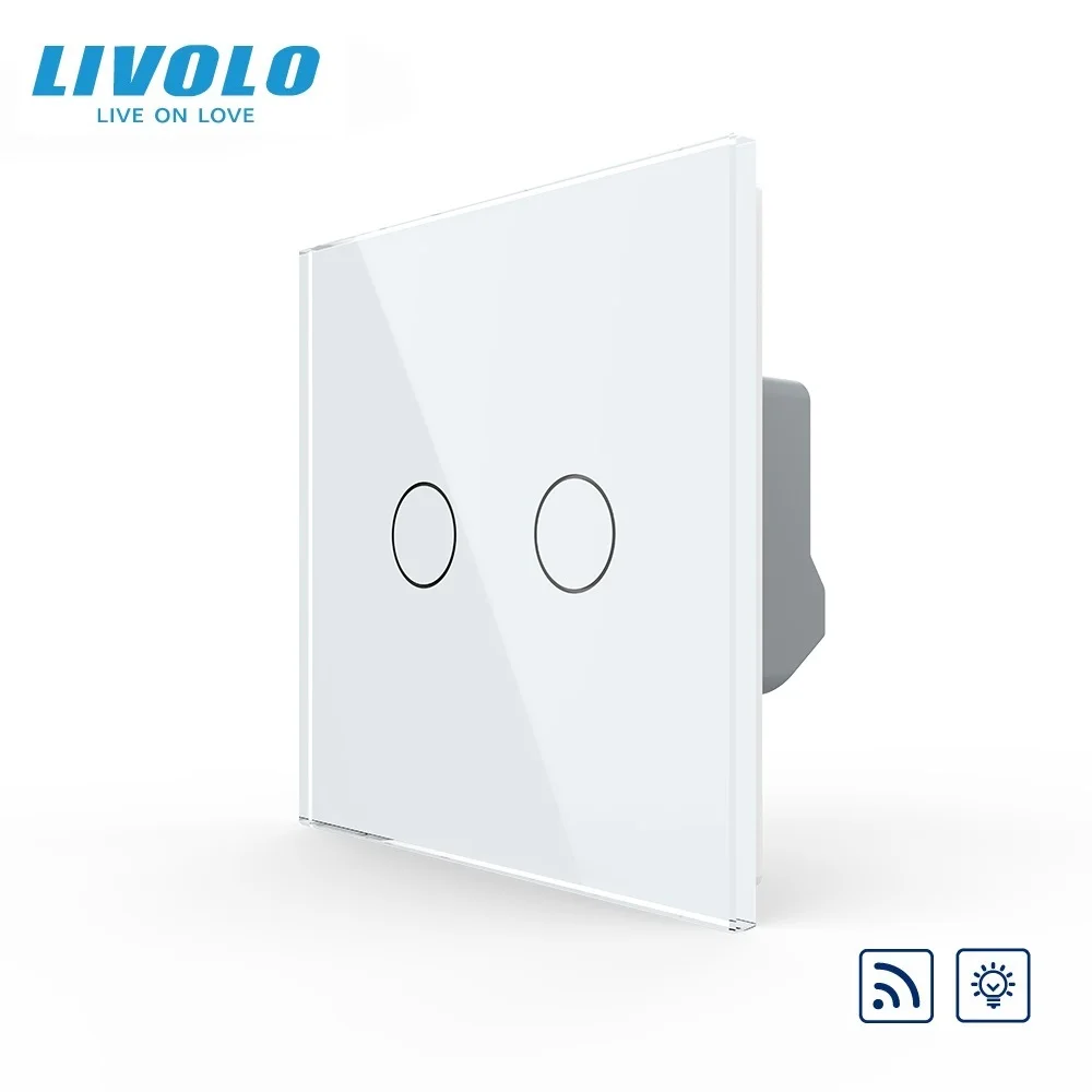 2021 Livolo EU Standard Switch, VL-C702DR-11, Smart Switch, Crystal Glass Panel, AC 220~250V Remote& Dimmer Wall Light Switch