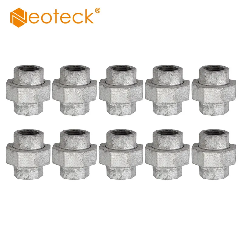 

Neoteck 10 Pcs threaded iron pipe fittings 1/2" 3/4" malleable cast iron for DIY industrial furniture