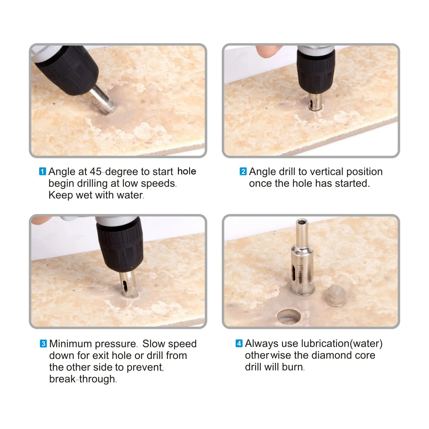 6-50Mm Kim Cương Khoan 15 Cái Lỗ Cưa Bộ Cho Kính Gốm Sứ Ngói Đá Cẩm Thạch Đá Hoa Cương Rỗng lấy Lõi Tẩy Dụng Cụ