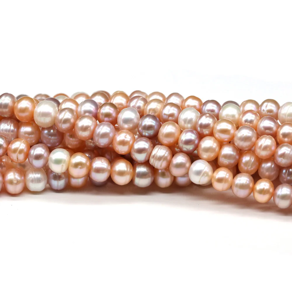 Natural Freshwater Pearl Mix-Color Round Loose Beads 8-9 mm Punch Loose Beads for Make Jewelry DIY Bracelet Necklace Accessories