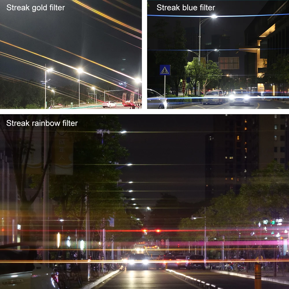 GiAi Photogaphy 액세서리 방수 줄무늬 필터 블루 골드 레인보우 카메라 렌즈 86 82 77 72 52 37mm
