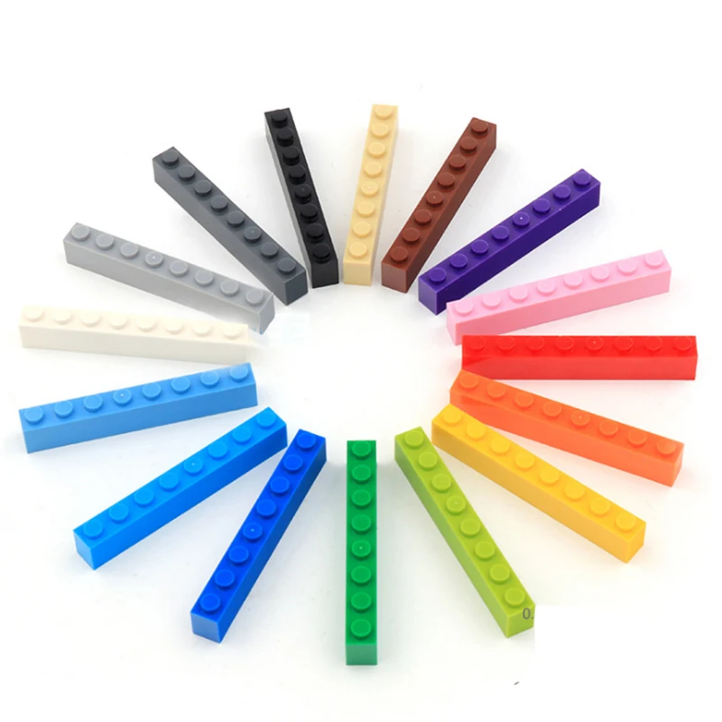 100pcs Thick 1x8 Dot DIY Building BlocksFigures Bricks Educational Creative Size Compatible With 3008 Plastic Toys for Children