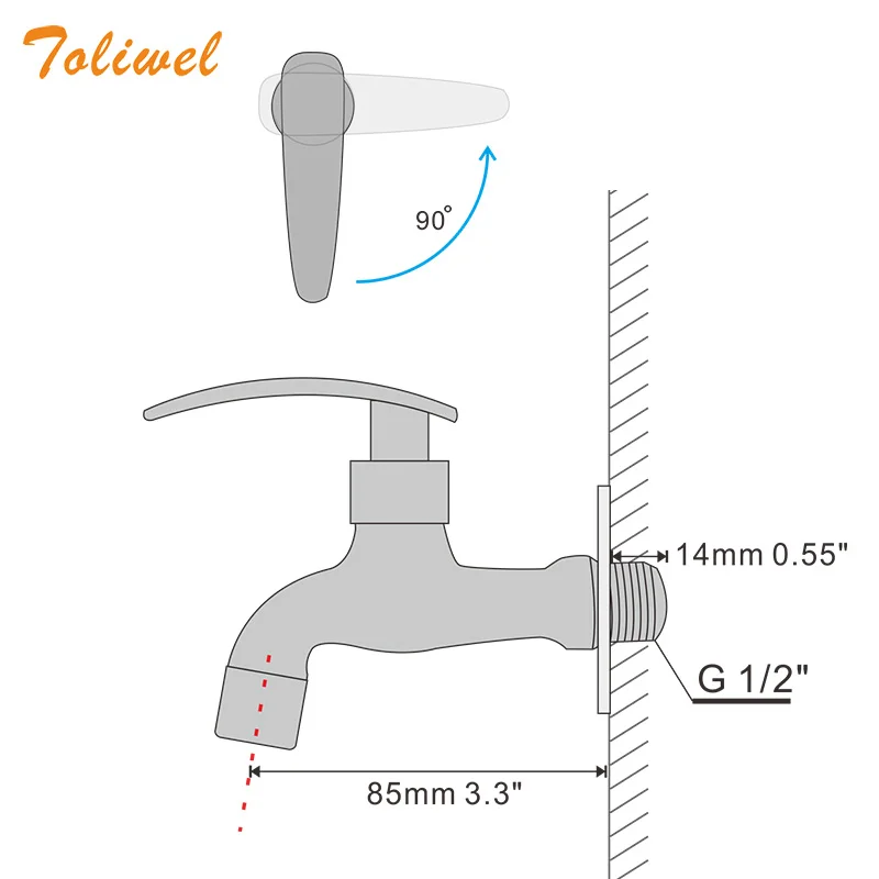 Laundry Bathroom Wetroom Faucet Wall Mount Cold Water Faucet Sink Tap Spigot Bibcocks Water tap Gold Color