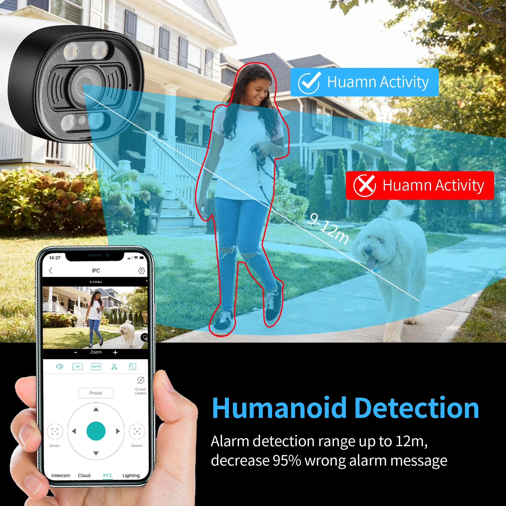 Gadinan 5MP Video Surveillance Camera CCTV POE NVR Kit  AI Face Detect Bullet Two Way Audio Recorder Color Night Security System