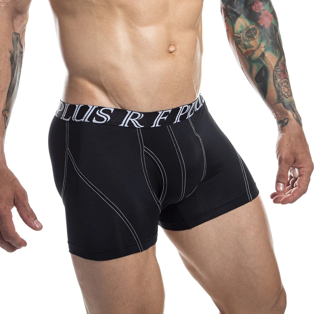 Mens Mesh Underwear Fly Front Bugle Pouch Boxer Shorts Breathable Quick Dry Sports Fitness Running Joggings Trunks Underpants