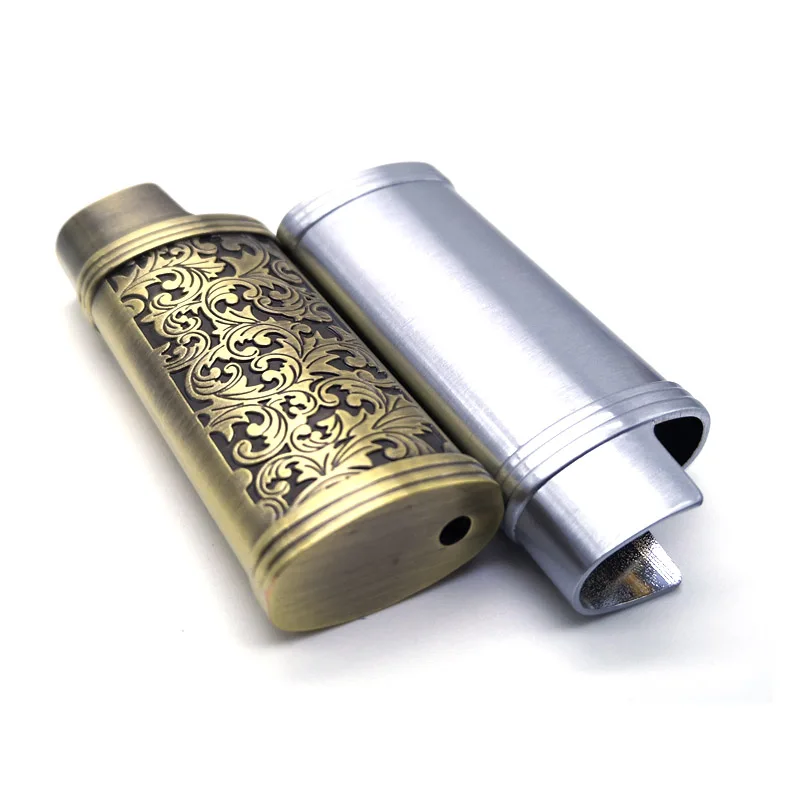 Metal Armor Classic Size Lighter Pouches Arabesque Hollow carving J5/J3/J8 Lighter Case Cover Holder For Bic