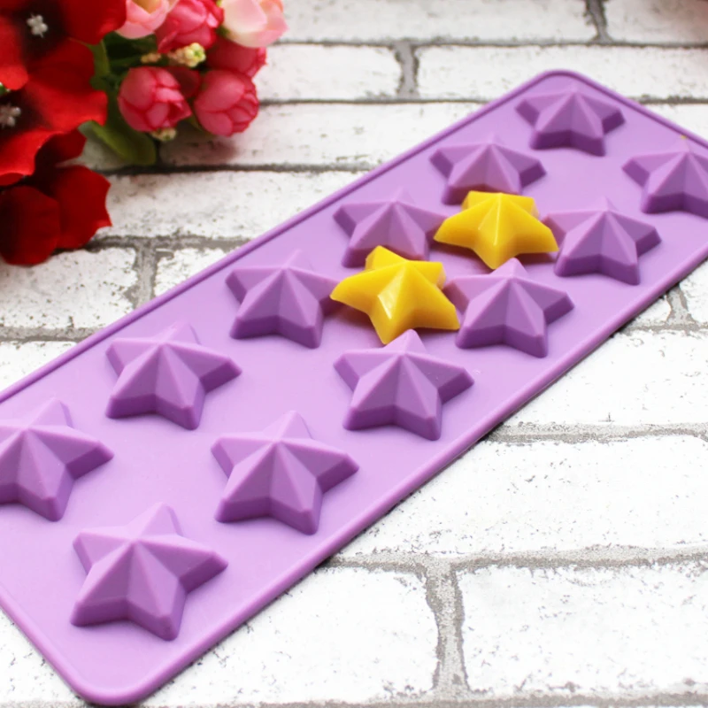 12Holes Mini Stars Silicone Soap Mold Handmade DIY Chocolate Biscuit Mold Soap Stome Mold Cake Decors Fondant Pastry Baking Tool