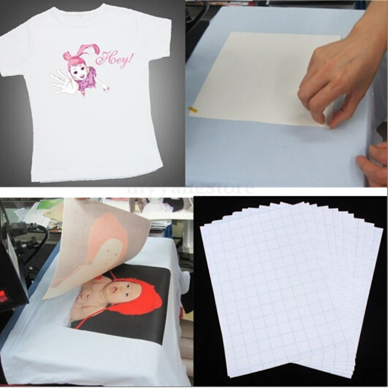 10PCS Sheets T-Shirt A4 Heat Transfer Paper Iron On Inkjet Heat Transfer Paper For Light color Fabrics Cloth Thermal Dye Ink