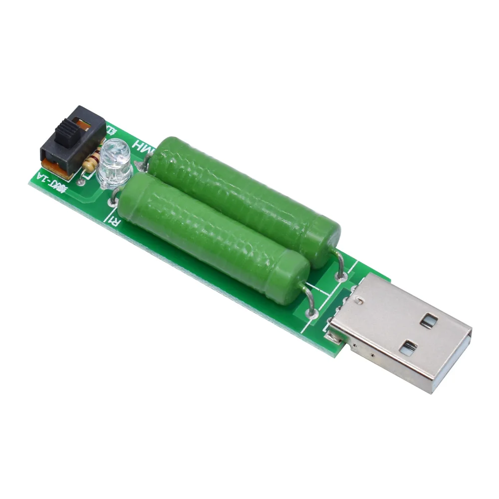 WAVGAT USB Port Mini Discharge Load Resistor Digital Current Voltage Meter Tester 2A 1A With Switch 1A Green Led 2A Red Led