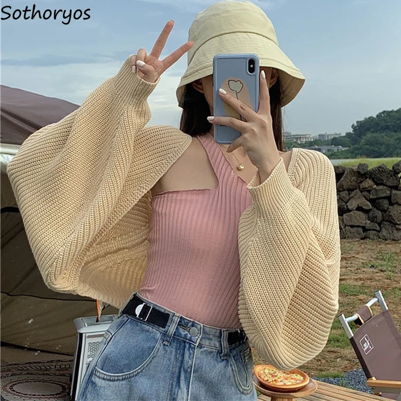 

Batwing Sleeve Shrugs Women Basic Cozy M-4XL Gentle Outwear Solid Temperament Soft Knitted Fashion Teenagers Crop Top Casual Hot