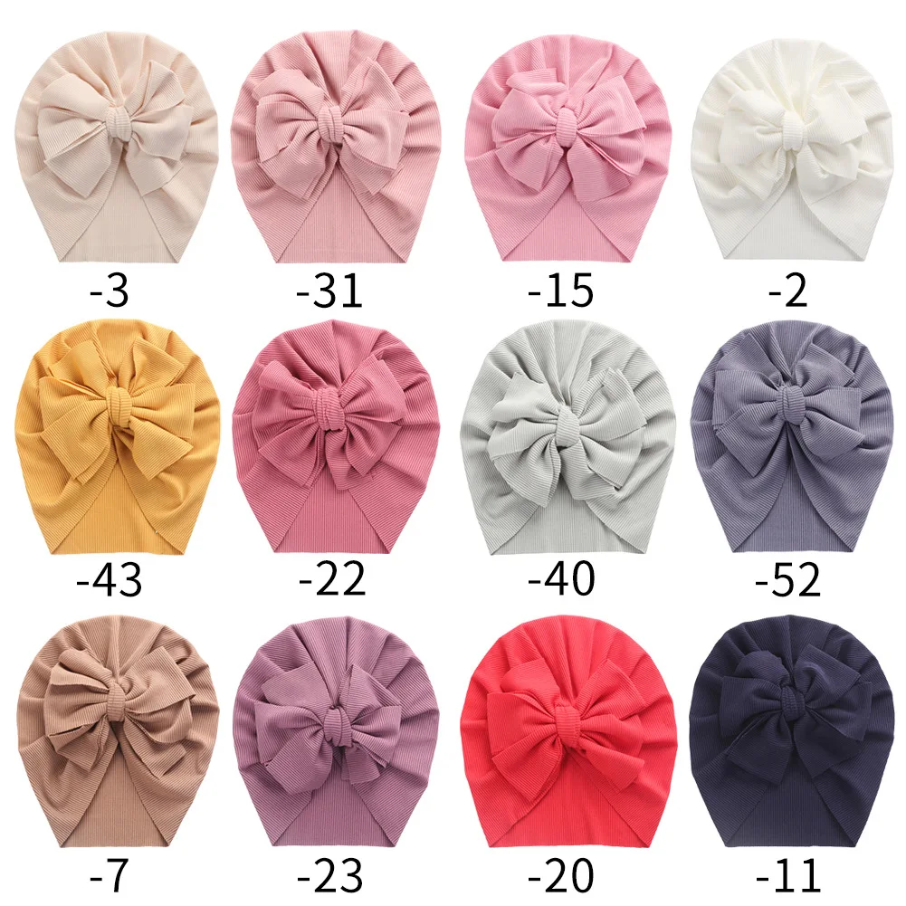 12pc/lot Newborn Ribbed Bows Baby Headbands Toddler Solid Knot Bow Headband,Ribbe Bows Turban Caps for Girls Hair Accessories