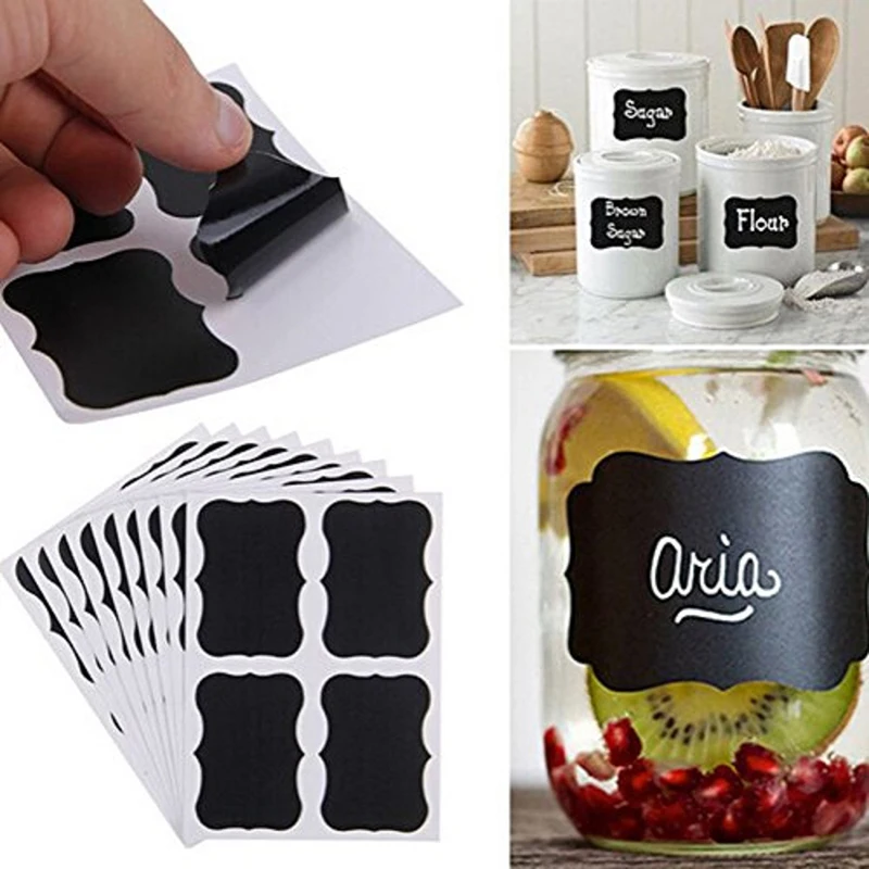 36 Etiquetas de Pizarra para Organizar Botes de Cocina - Pegatinas de Pizarra de 5cm x 3.5cm