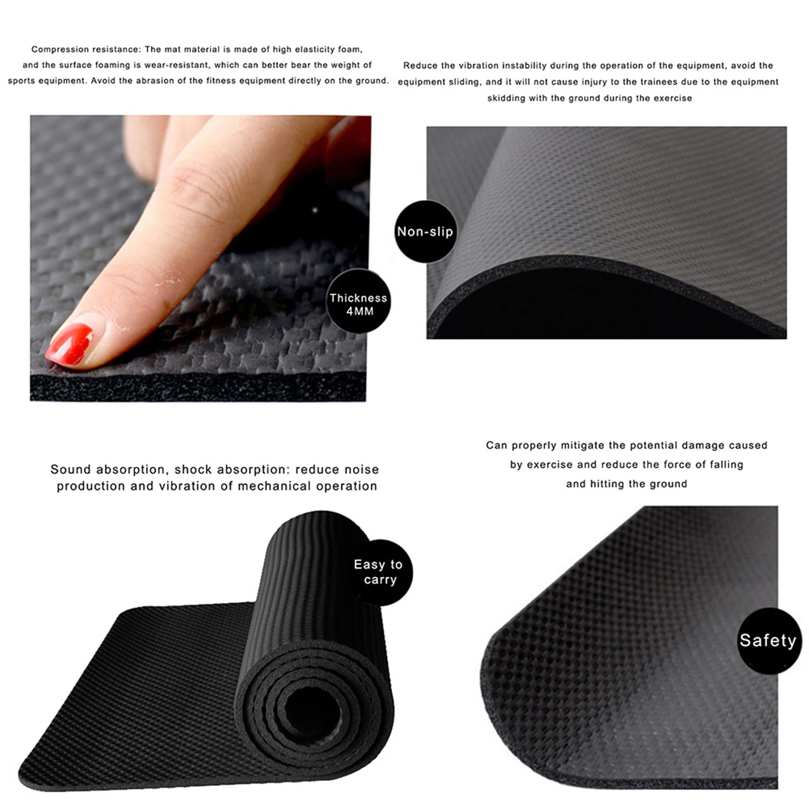 120x65cm Exercise Mat Gym Fitness Equipment For Treadmill Bike Protect Floor Mat Running Machine Shock Absorbe Pad Black