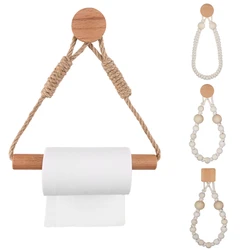 Soporte de papel higiénico montado en la pared, accesorios de baño, soporte de pañuelos de papel rodante de madera para inodoro, toallero