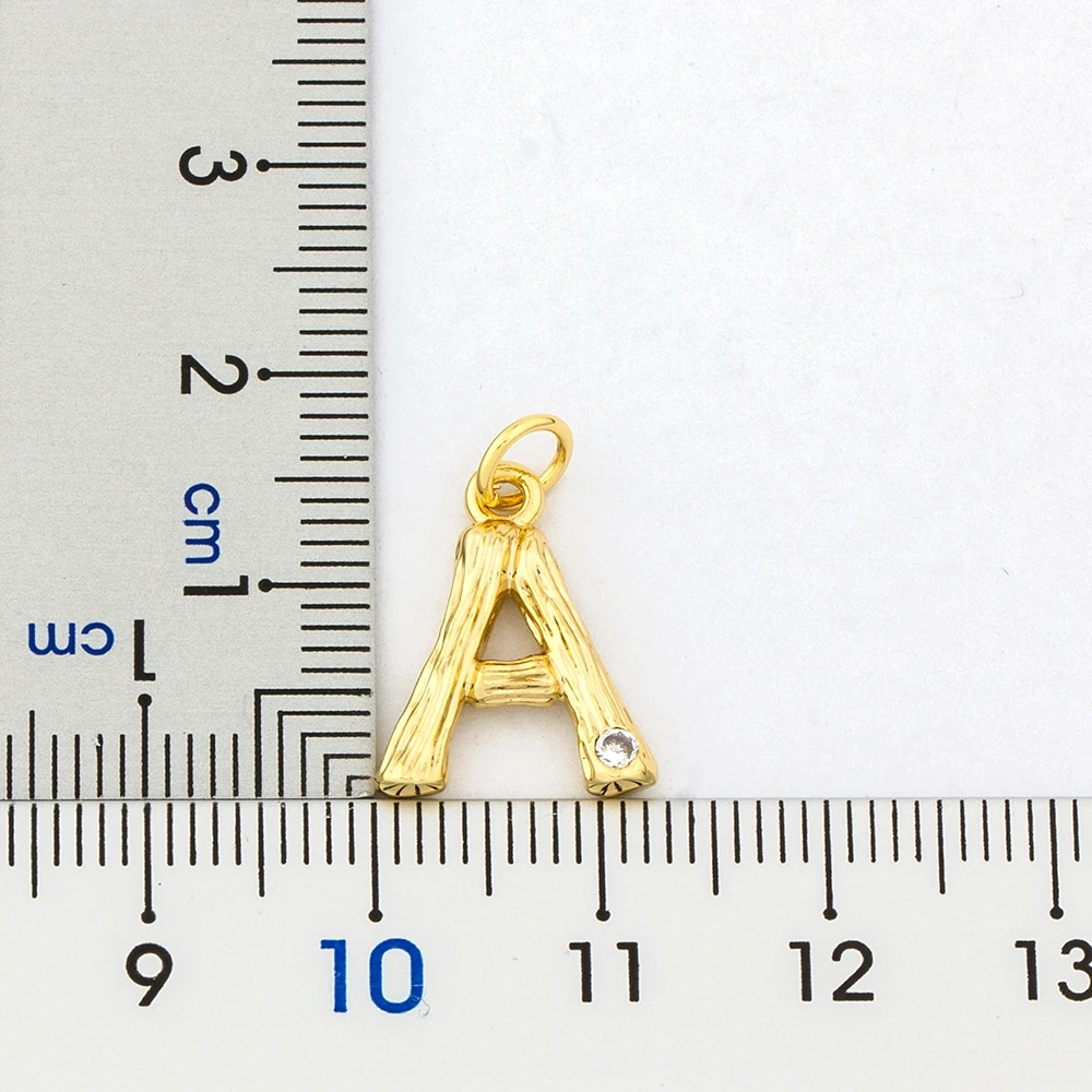 Nidin 26pcs/lot Fashion Small Size Hammered Metal Bamboo Letter Necklace Alphabet A-Z Initial Pendant Twist Chain Jewelry Gift