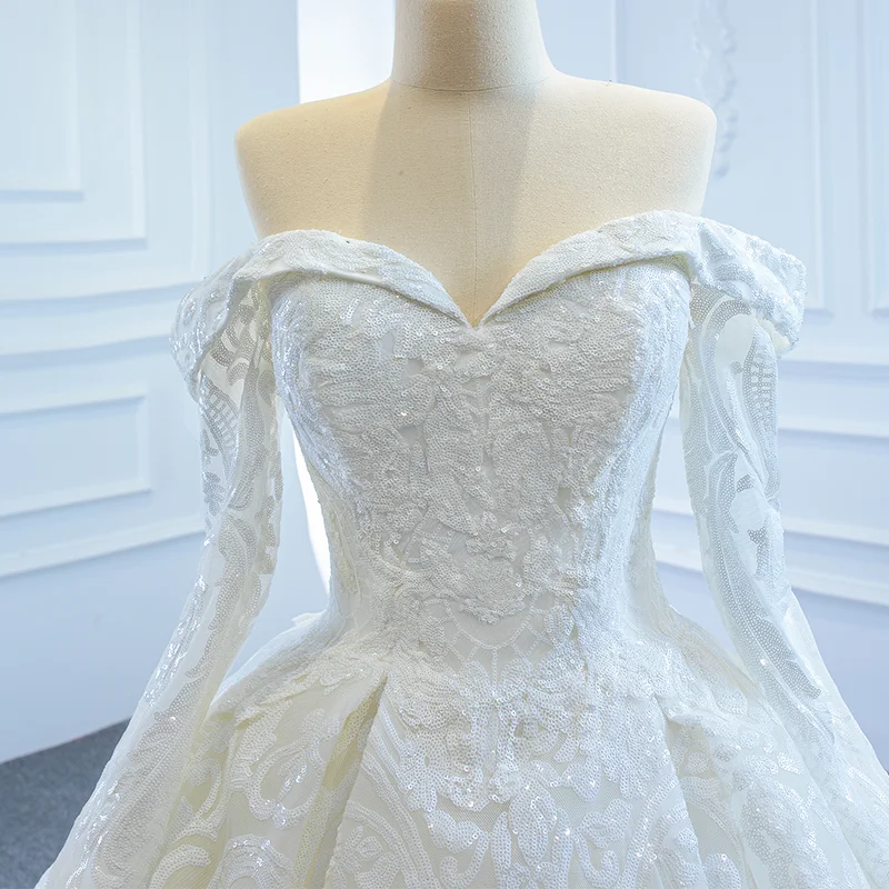 J67222 jancember White Wedding Dress 2020 Sequined Sweetheart Embroided Appliques Lace AUp Back Ball Gown