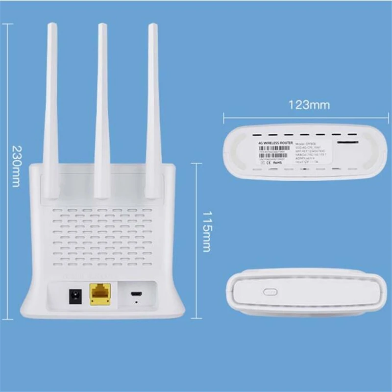 Unlocked 4G Router 2.4G LTE Wireless Wifi High Gain Antennas Modem 300Mbps Mobile Hotspot CPE Dongle+SIM Card Slot RJ45 WAN/LAN