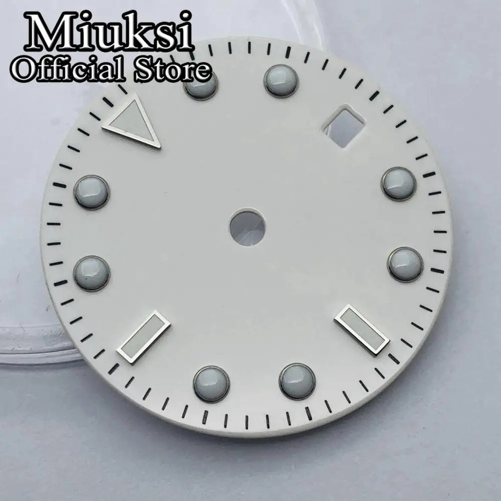 Miuksi 31.5mm watch dial luminous dial fit NH35 movement