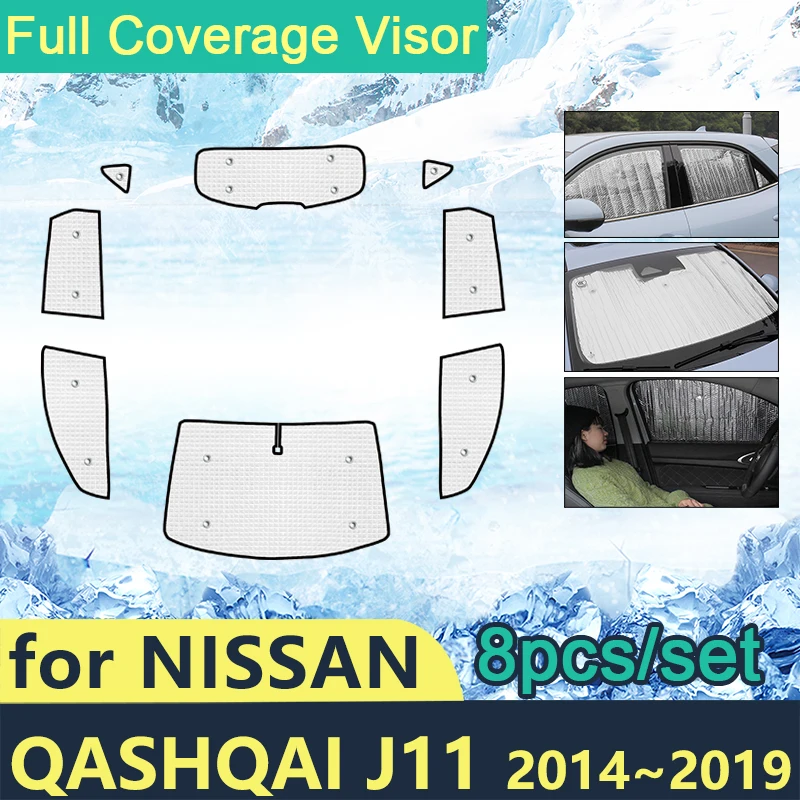 

Full Covers Sunshades For Nissan Qashqai J11 2014~2019 Car Sun Protection Windshields Side Window Visor Shaby Accessories 2015