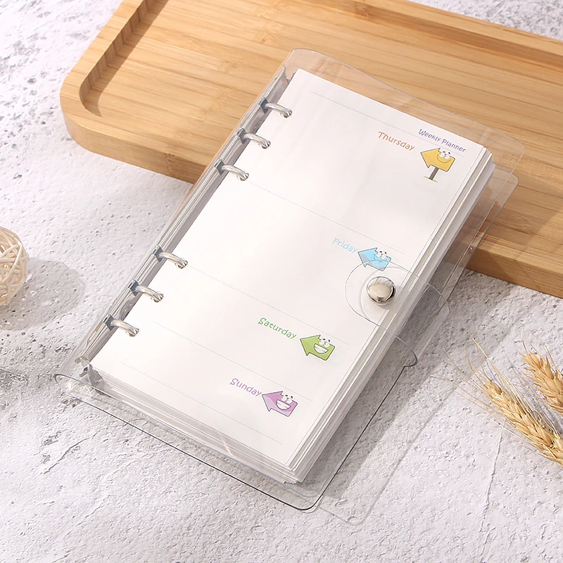 A5 A6 Lose-blatt Notizblock Fall Abdeckung Transparente Glänzende Ersetzt Notebook 6 Löcher Innenseiten Papier Shell