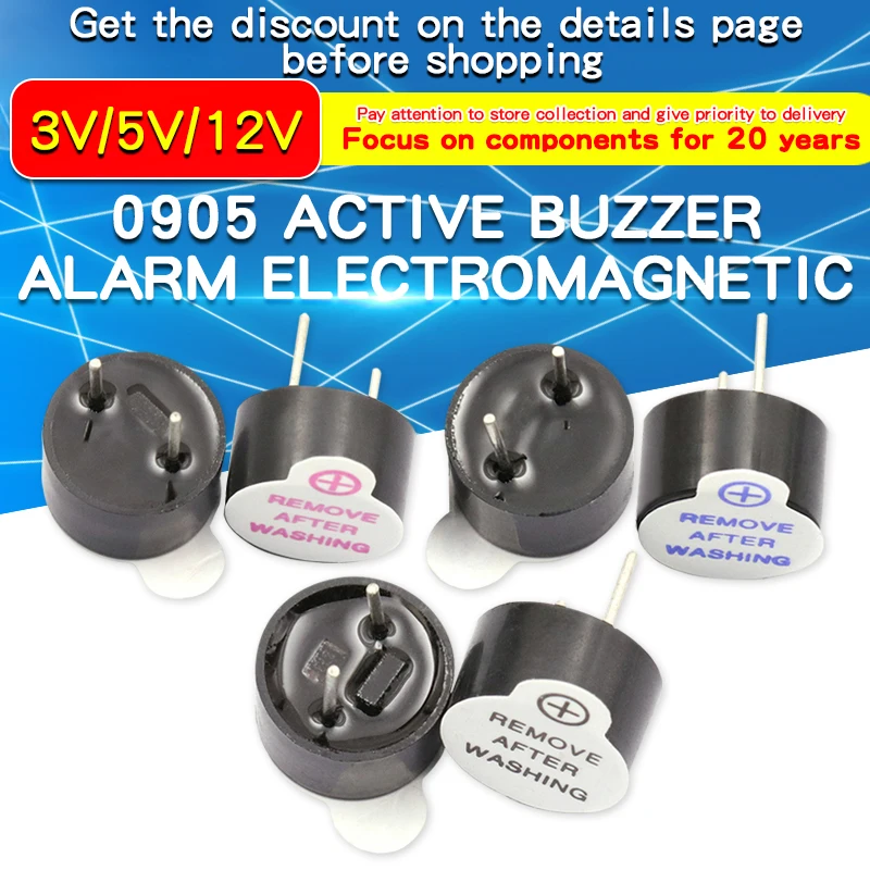 3V 5V 12V 0905 Active Buzzer Magnetic 9*5.5MM Electromagnetic 10PCS