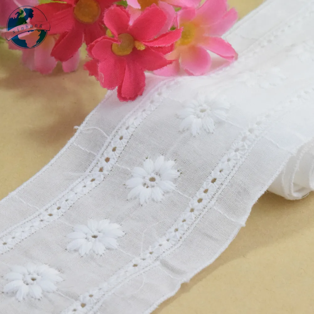 6cm 100% Cotton Embroidery Lace Width Sewing Ribbon Guipure Dress Trim Fabric Warp Knitting DIY Garment Wedding Accessories#4228