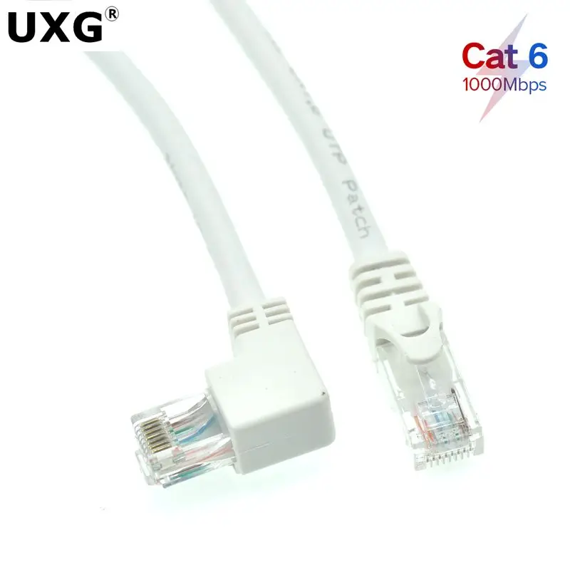 90 Degree Right Angle Elbow RJ45 CAT6 8pin UTP Side Angled L Shape RJ45 Patch Cord Shape Ethernet Cable Lan Short Cable Gigabit