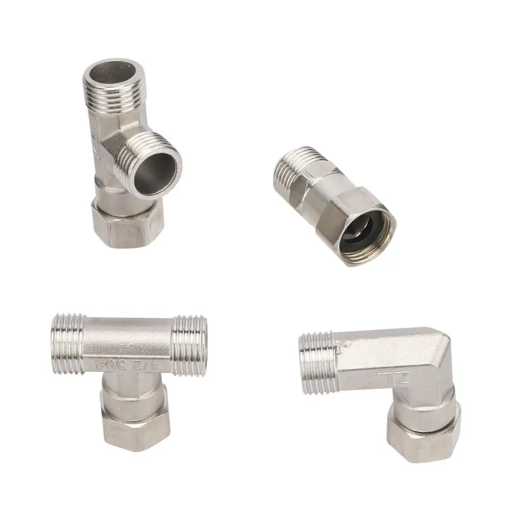 Stainless Steel G1/2 Union Hexagon Tee Elbow Straight Connector 1/2\