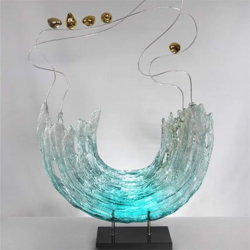 Art Decorative Water Like Resin Craft Abstract Sculpture Home Hotel Decoration Standing Sculptures