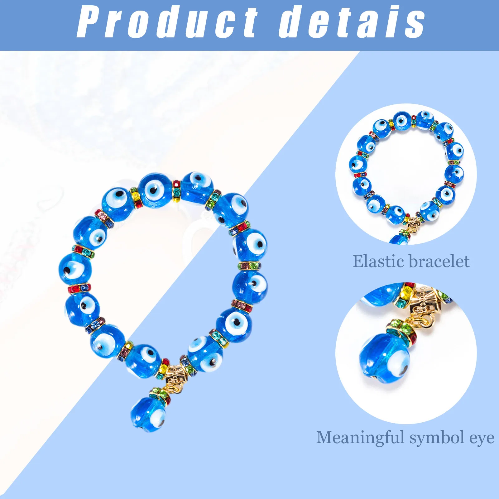 Bracciale con ciondolo con perline occhi diabolici catena da polso a ferro di cavallo blu 4 tipi amuleto elasticizzato occhio blu per uomo donna gioielli artificiali