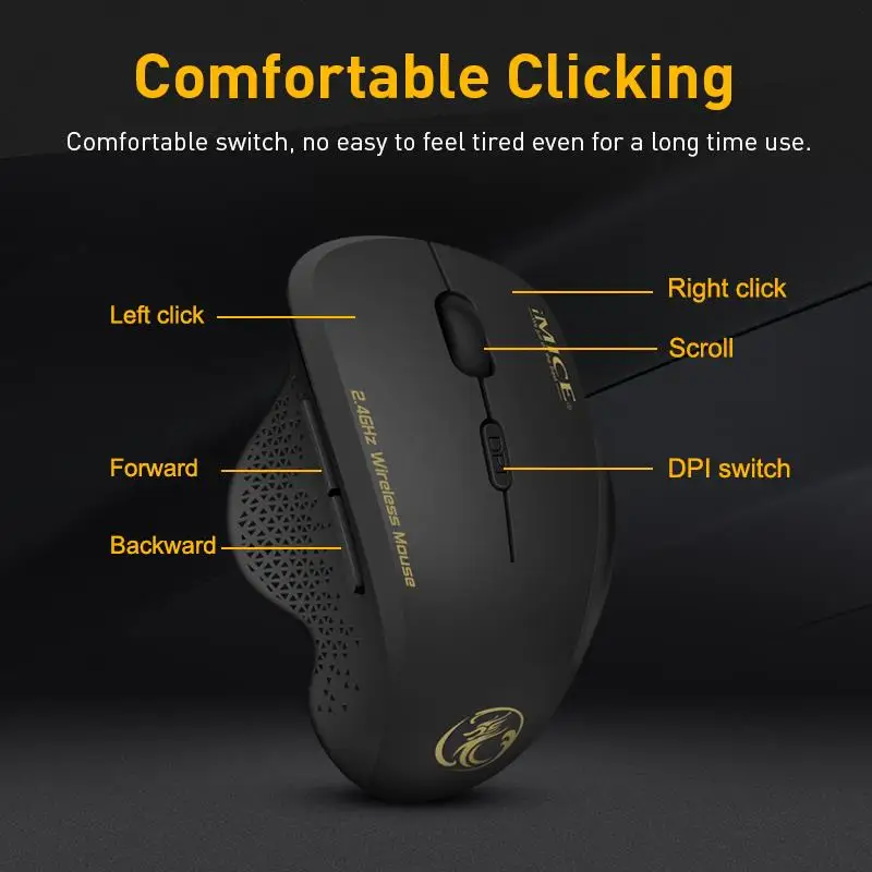 Ergonomic Mouse Wireless Mouse Computer Mouse For PC Laptop 2.4Ghz USB Mini Mause 1600 DPI 6 buttons Optical Mice