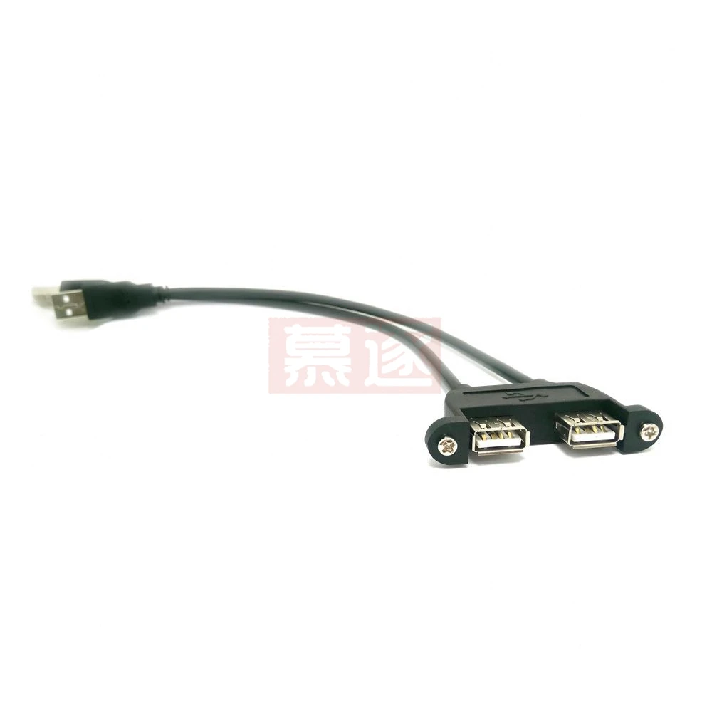 Dual USB 2.0 Male to Dual USB 2.0 Female USB 2.0 Extension Cable with Screw Panel Mount Male to Female 30cm 50cm