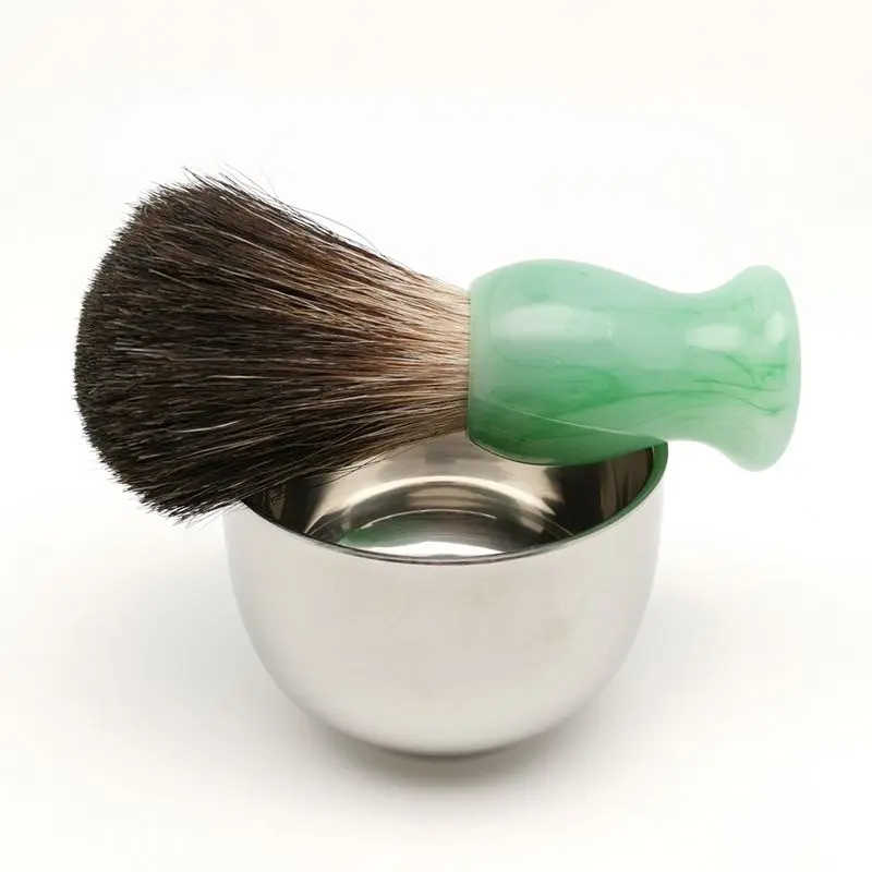 

TEYO Black Badger Hair Shaving Brush and Shaving Cup Set Perfect for Wet Shave Soap Safety razor