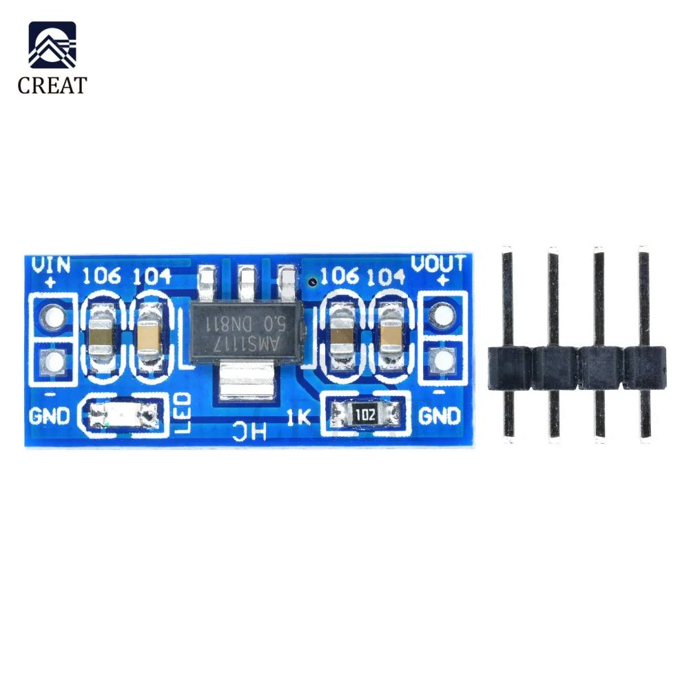 DC 6.0 -12V to 5V AMS1117-5.0V Step Down Buck Converter Power Supply Module AMS1117-5.0 for Arduino