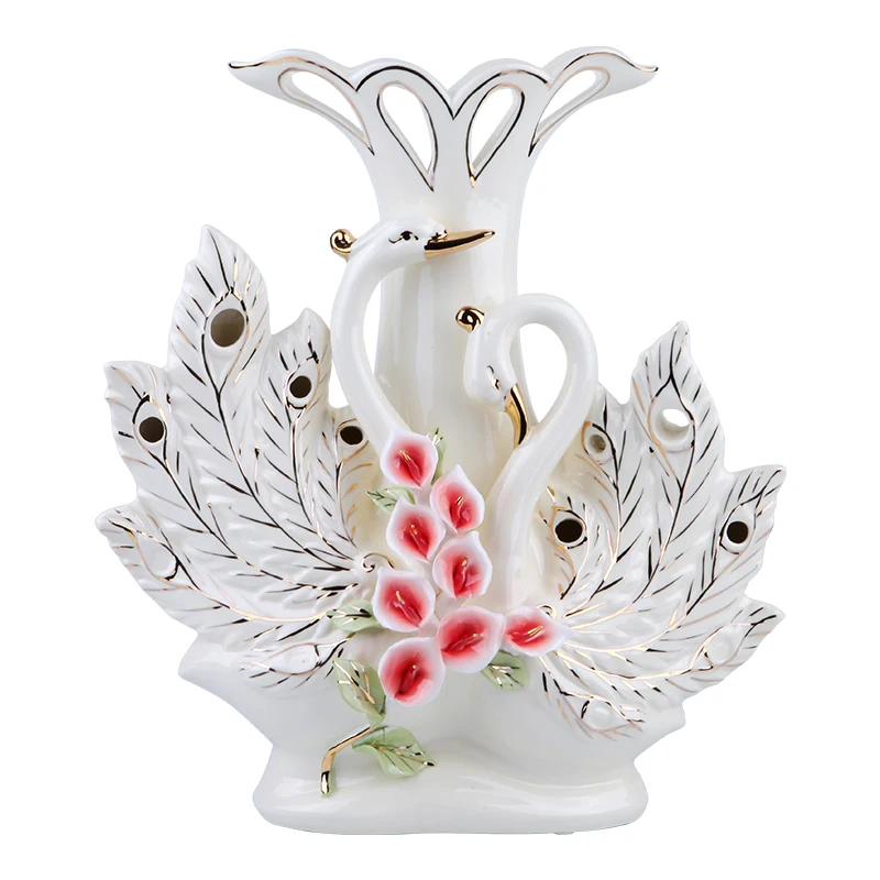 European style ceramic vase decoration home decoration living room porch crafts creative housewarming wedding gift Swan