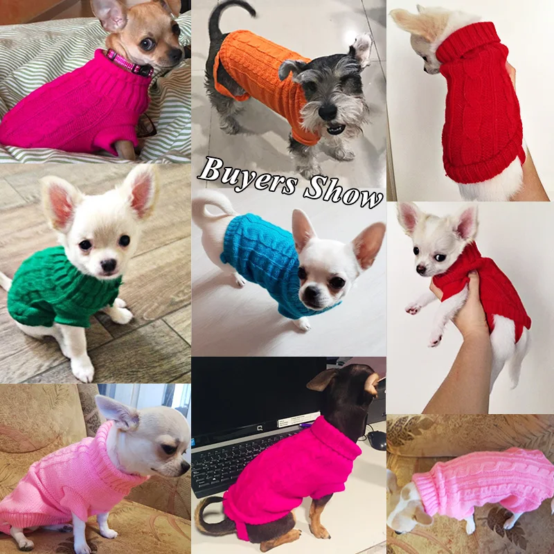 Pet Dog Sweaters Cat Clothes Warm Cat For Small Dogs Cats  Coat Outfit Puppy Pug Coat Clothes Woolly Soft Dog T Shirt Jacket